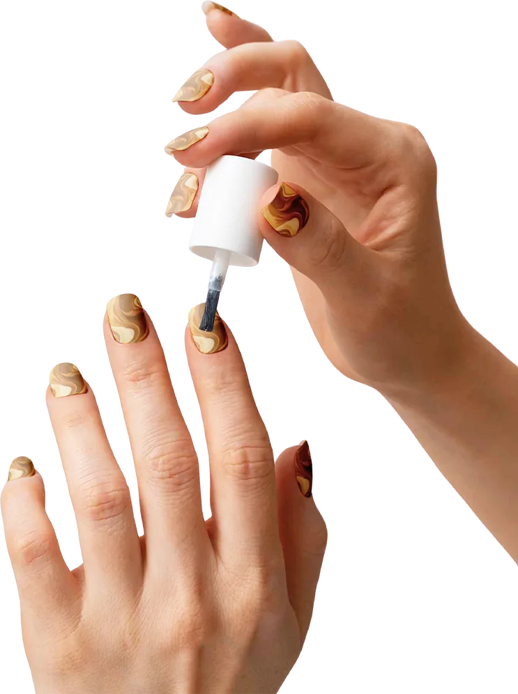 Brown acrylic nails hands